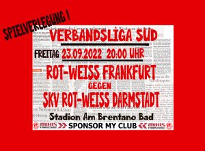 Read more about the article Spielverlegung gegen den SKV Rot-Weiss Darmstadt