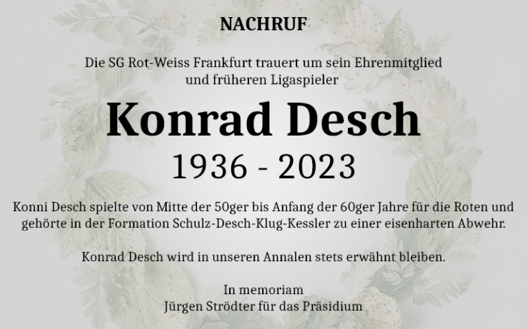 Read more about the article Nachruf zum Tod von Konrad Desch