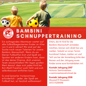 Read more about the article Schnuppertraining für Bambinis (Jahrgang 2017 & 2018)